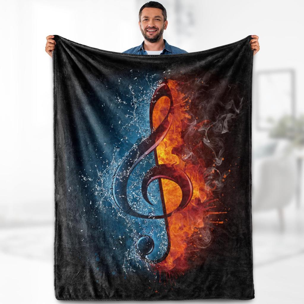 Musical Guitar Pattern Printed Blanket for Sofa Bed Travel Camping Living Room Office Conditioning Blanket for All Seasons Gifts