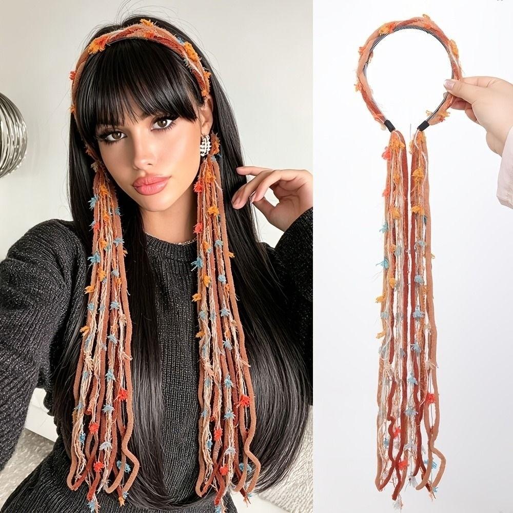 Elegante Kopfbedeckung Vintage Haarreif mit Anhänger Boho farbiges Seil Stirnband Festival Haaraccessoire