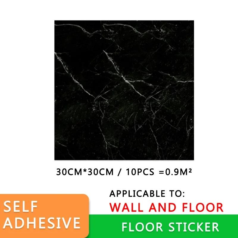 10pcs Thick Wall Sticker Self Adhesive Tiles Floor Stickers Marble Bathroom Ground Wallpapers waterproof PVC Bedroom living Room