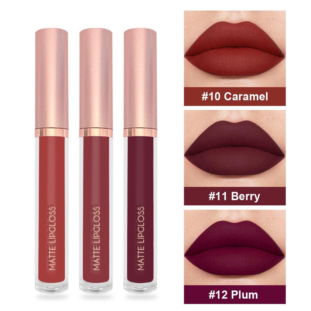 3-Piece Dynamic Watery Matte Lip Glaze Set - Long-lasting, Student-friendly Lipsticks
