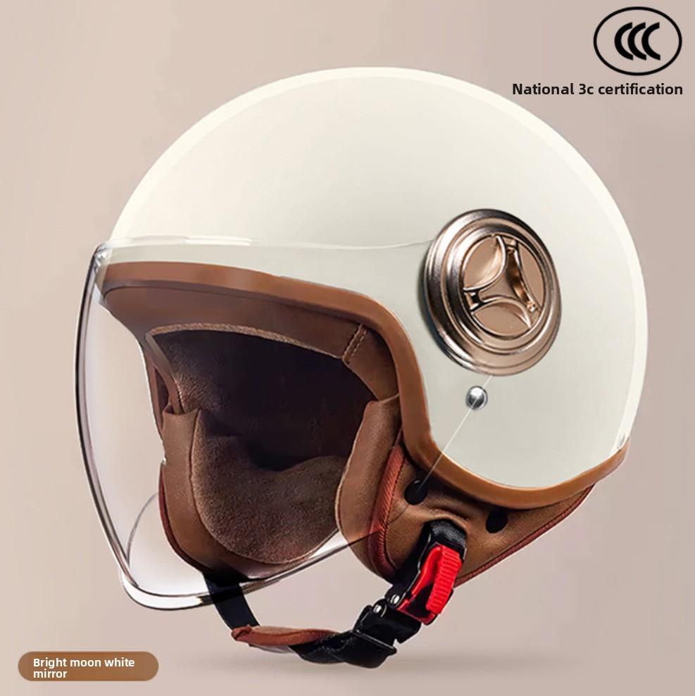Winter Battery Car Motorcycle Retro Hard Hat Half Helmet Full Helmet Electric Vehicle Certified Helmet Men and Women