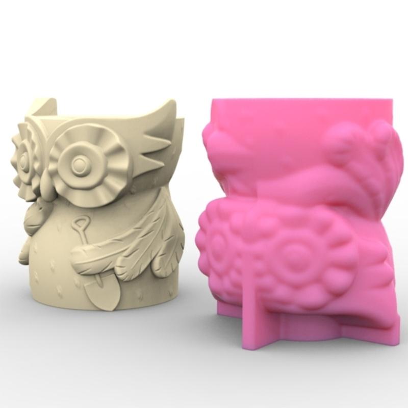 Owl Mom Dad Gypsum Flower Pot Silicone Mold Epoxy Resin Casting Mold Succulent Vase Cement Clay Mold Pen Holder Mold