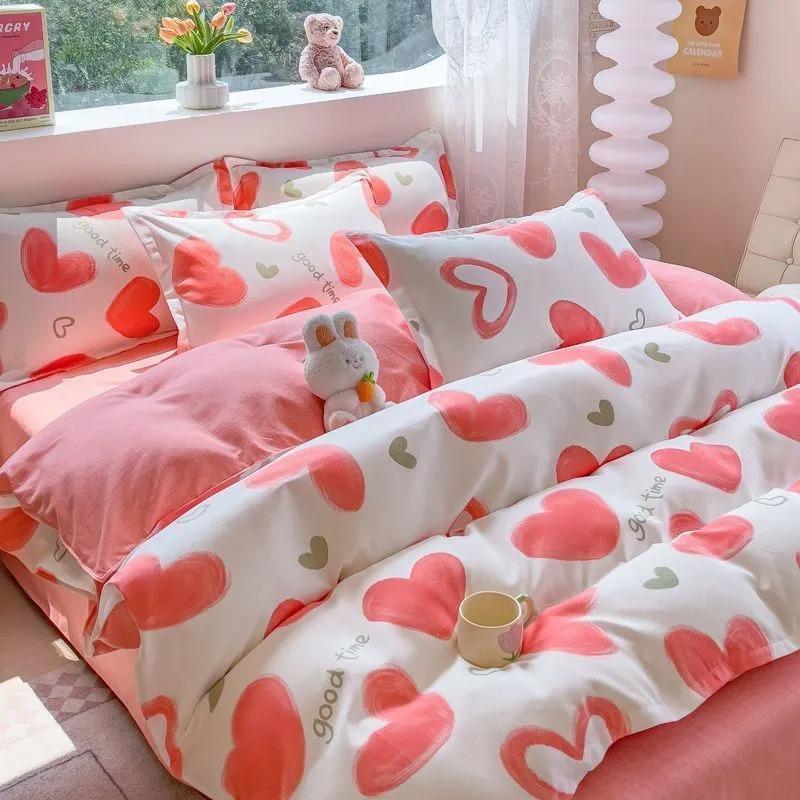 Thickened Ins-style 4-piece Bedding Set / 100% Pure Skin-friendly Cotton Single Duvet Cover,4-piece