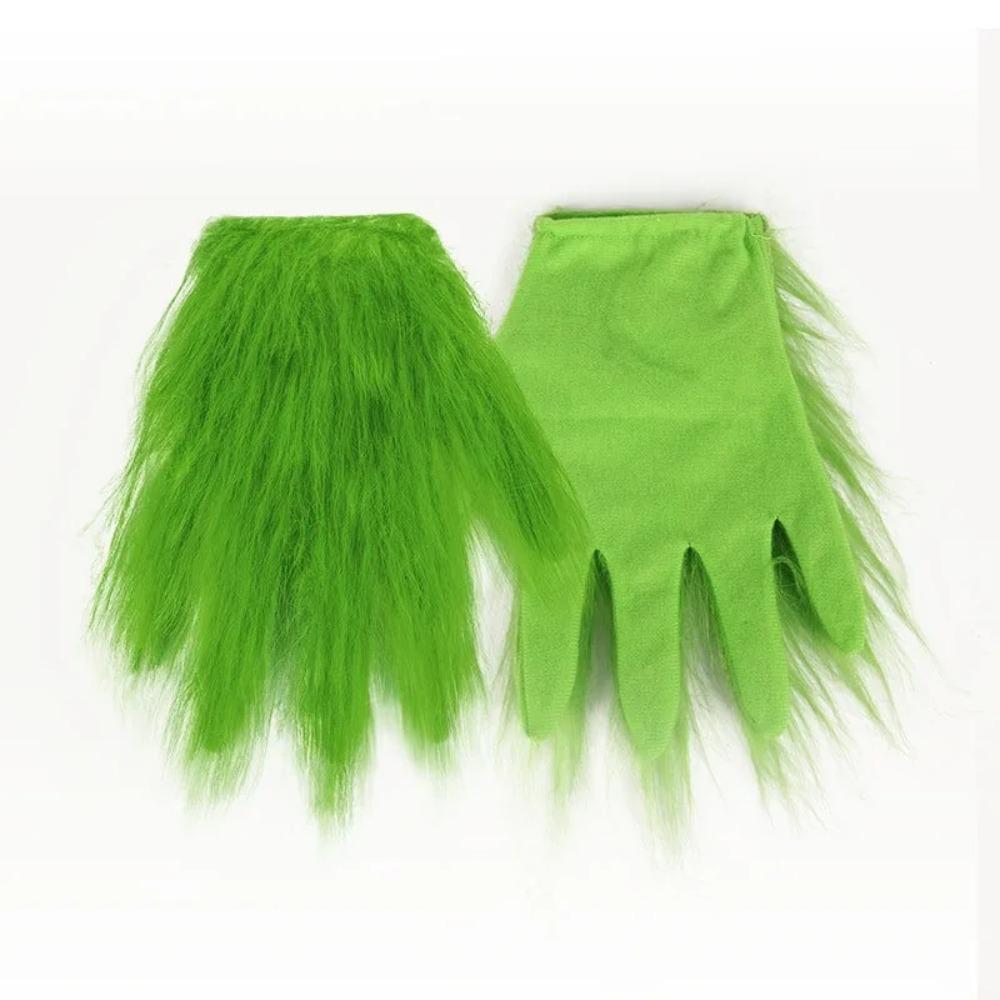 Grüne Pelzhandschuhe Monster Tier Teufel Dämon Weihnachtskostüm Herren Damen Erwachsener Weihnachtsmann Gruselig Halloween Joker Für Kind Kind Junge Mädchen