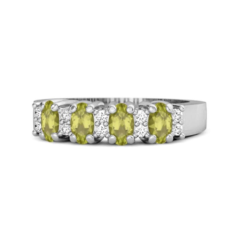 

Peridot Oval Half Eternity Ring – Sterling Silver 9.5 біле золото кольору