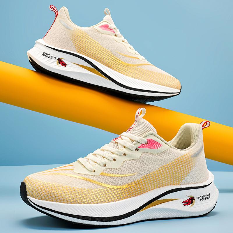 

Чоловіче взуття мода дихаючі кросівки з мухотканим сітчастим верхом, попкорновою карбоновою підошвою, парне взуття, молодіжне спортивне трендове взуття 44