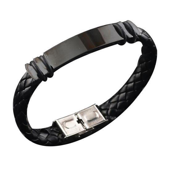 

Мужской силиконовый плетеный кожаный браслет с пряжкой и застежкой, ювелирные изделия 2#