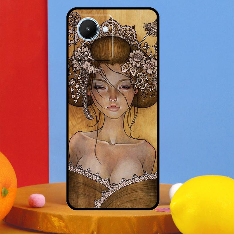 Japanese Geisha For Realme GT7 Pro GT6 10 11 12 13 14 15 Pro Plus C55 C67 C63 C61 C53 C35 C65 C75 C71 Case