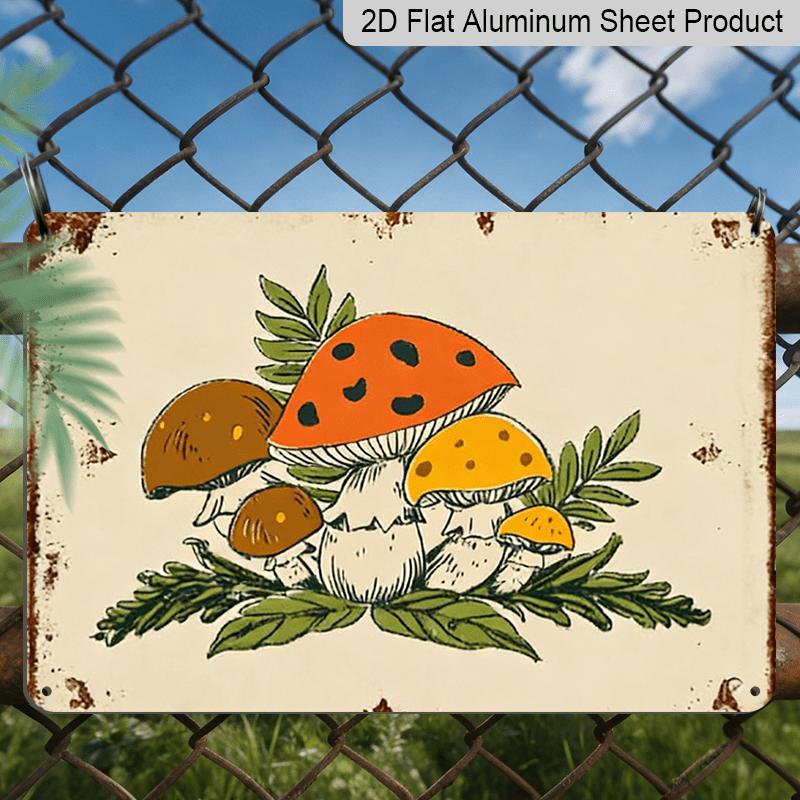 

2D Flat - 1pc Merry Mushrooms Aluminum Sign - Vintage Retro Wall Art, 7.87*11.8 Inch Durable Metal Decor for Kitchen, Office, Outdoor Mothers Day 20*30cm