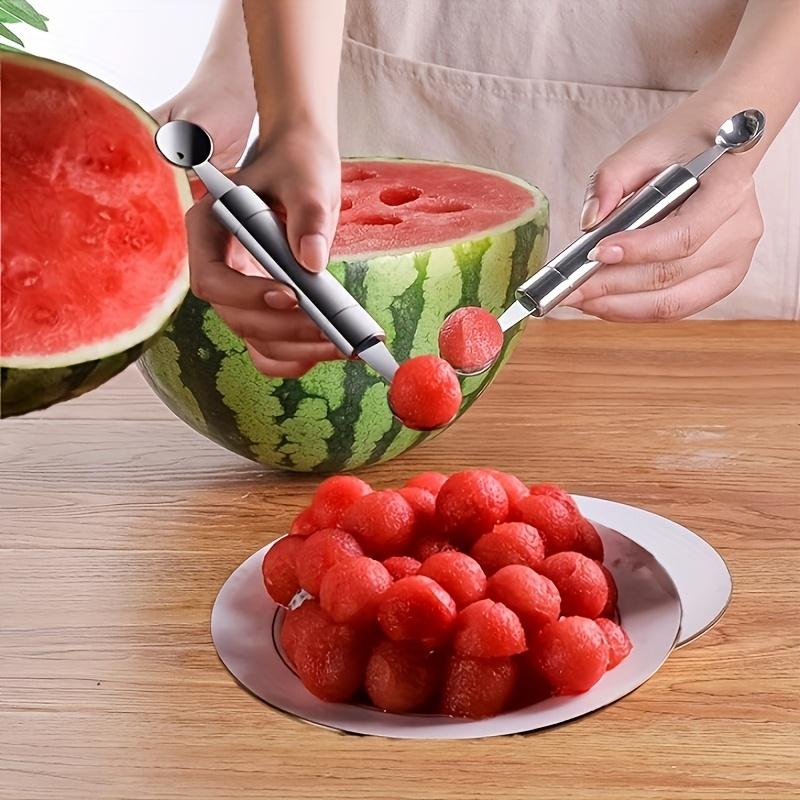 3pcs Set Stainless Steel Watermelon Slicer and Baller, Easy Cut Fruit Cutter, Summer Melon Dicing and Scooping Tool