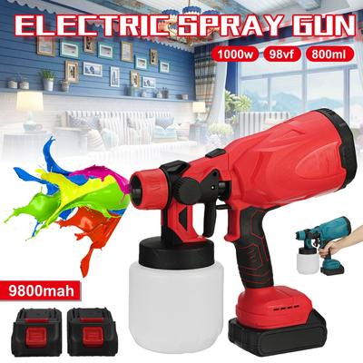 Pulvérisateur de peinture ménager haute puissance 1000W 800ML avec 3 buses, contrôle de débit, aérographe électrique sans fil