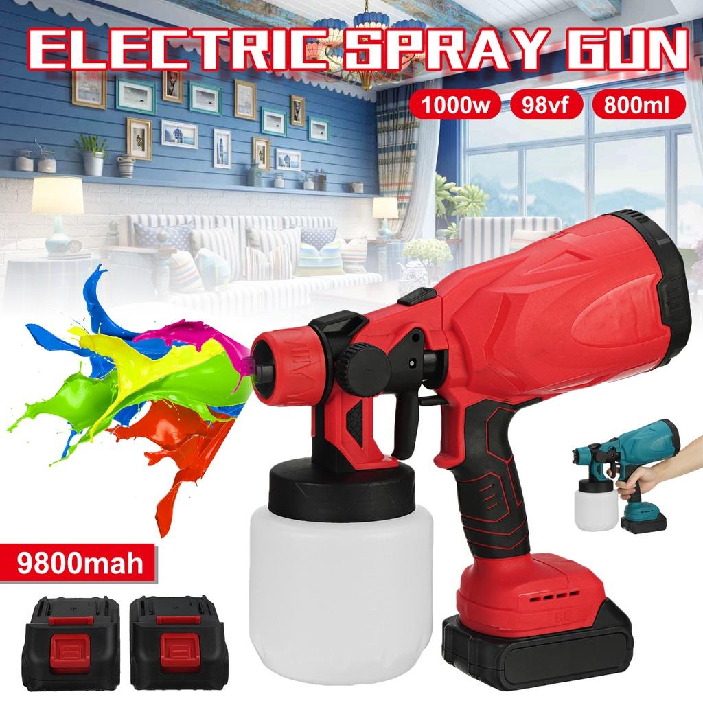 1000W 800ML Cordless Electric Spray Gun High Power Household Paint Sprayer With 3 Nozzle Flow Control Airbrush