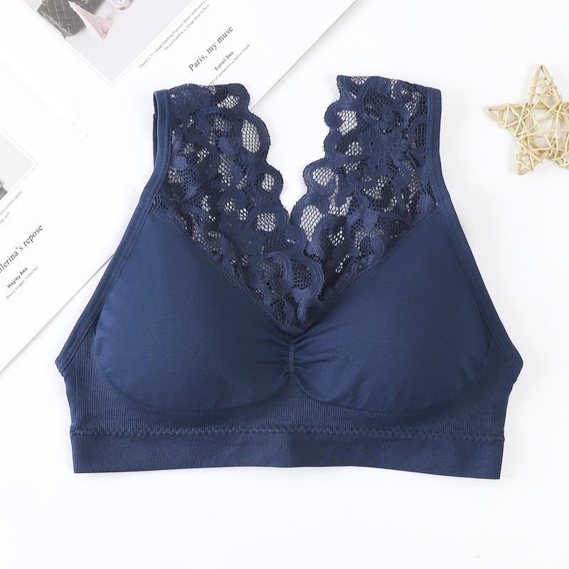 Women's beautiful back bra, plus-size plus-bust lace lace strapless bra, anti-exposure malfunction, wireless, push-up body-hugging camisole