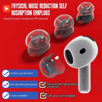 For Apple AirPods 4 Replacement Ear Caps Earplugs Anti-slip Ear Cover 4 Cap Headphone Suction F W2A4