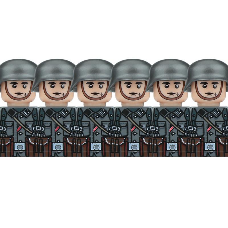 Ww2 Military German Soldiers Figures Helmet Building Blocks Army Infantry Warrior Gunner Armour Cannon Vest Weapons Bricks Toys