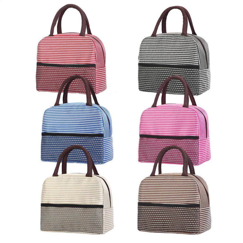 Insulated Lunch Tote Bag with Mesh Pocket Reusable Lunch Box Container for Kids Adults Office School Camping Picnic Beach