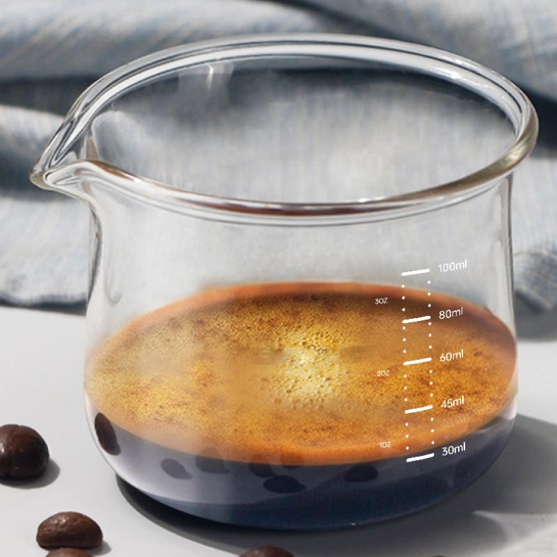 100ml Scale Espresso Coffee Measuring Cups Clear Glass Heat-Resistant Home Kitchen Measuring Tools Barista Accessories