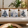 Blue Stars Pine Christmas Tree Cushion Cover Organic Short Plush Pillow Case Machine Washable Wrinkle-Resistant Soft Durable
