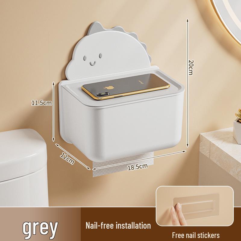 Wall-Mounted Punch-Free Cartoon Tissue Dispenser for Bathroom, Kitchen, and Living Room
