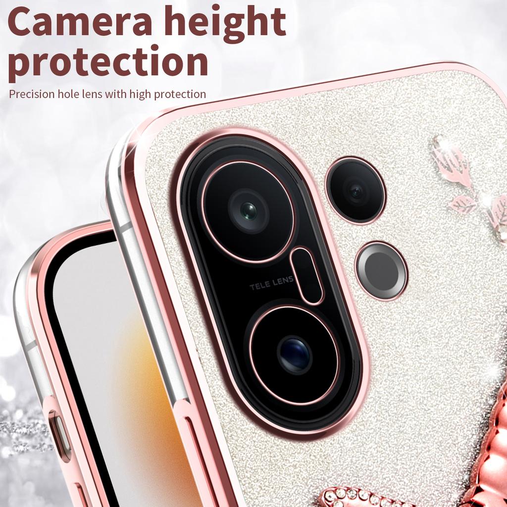 KADEM For vivo S30 Pro mini 5G Case Dragonfly Kickstand TPU Flowers Glitter Phone Cover