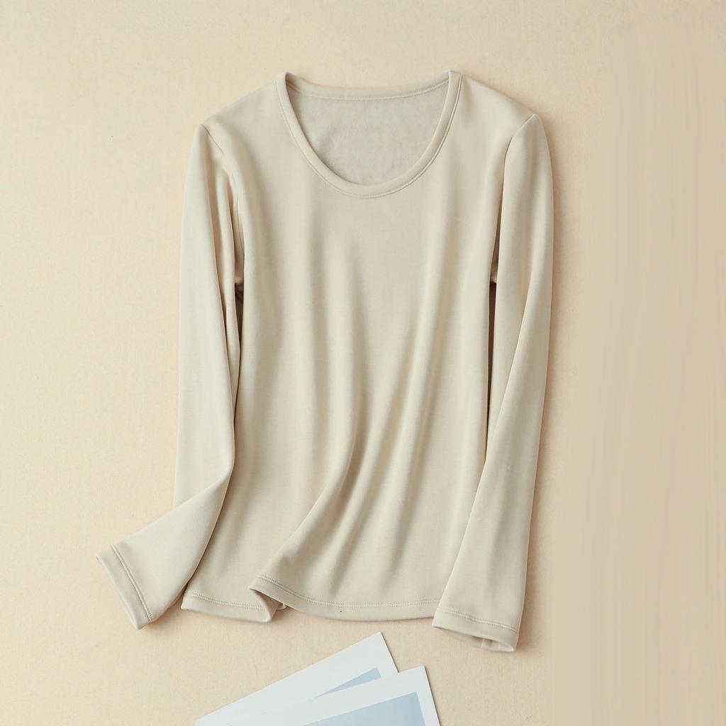 Women's Thickened Mulberry Silk Base Layer Set - 270g, Round Neck, Brushed for Warmth in Autumn