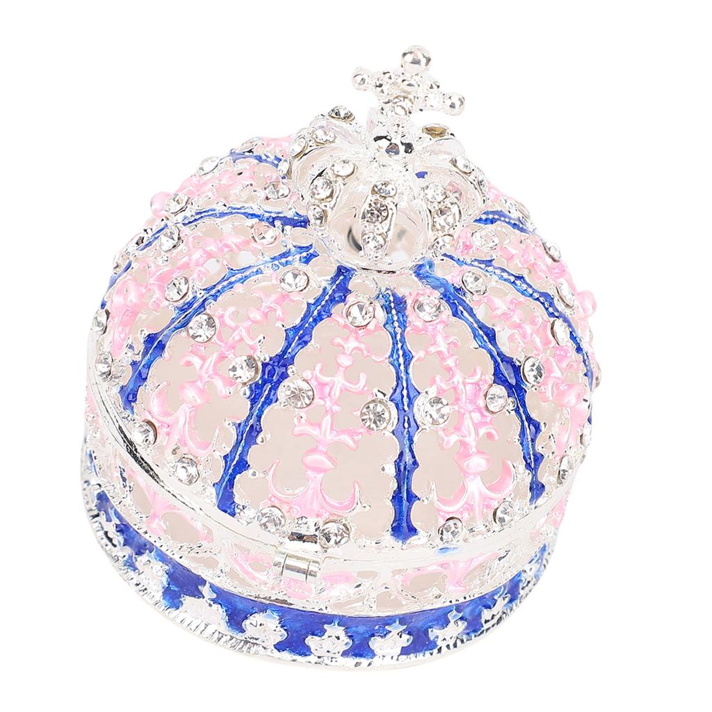 Crown Trinket Box Vintage Enameled Decorative Jewelry Box Zinc Alloy for Necklaces Bracelets