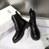 New Fashion Casual Comfortable Women'S Large Size Spring And Autumn British Style Thick-Soled Black Boots Versatile