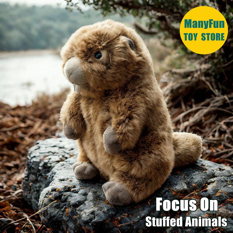 Groundhog Plush Toy, Lifelike Marmot Stuffed Animal, Realistic Land Beaver Plushie, Grassland Chuck Simulation Doll Gift