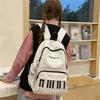 Nylon Casual Laptop Bag 16.9 Inch Polka Dot Piano Key Travel Daypacks with Pendant for Teen Girls Travel Shopping Daily Use