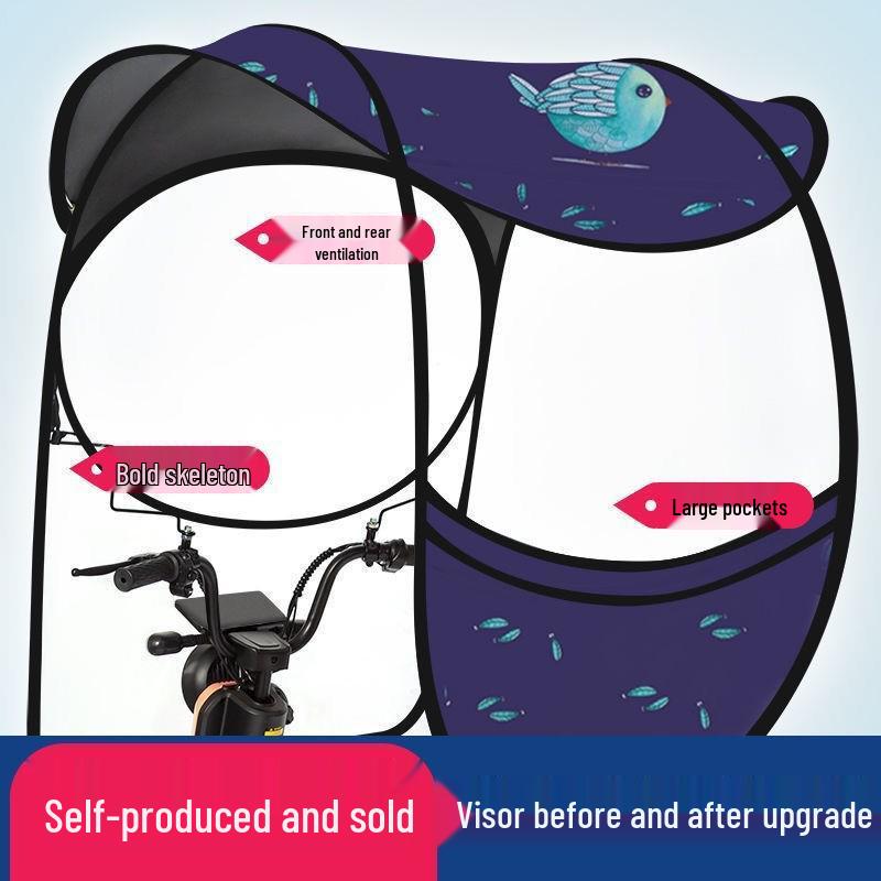 Detachable Electric Vehicle Sunshade Canopy - Thickened Windshield Awning for Battery Cars