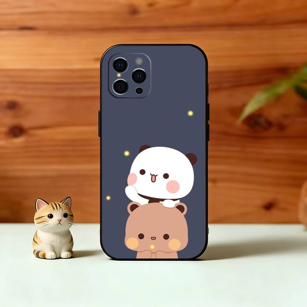 Sweet YiEr & BuBu Phone Case For iPhone 17,16,15,14,13,12,11 Plus,Pro Max,XS,Soft Silicone Black Cover