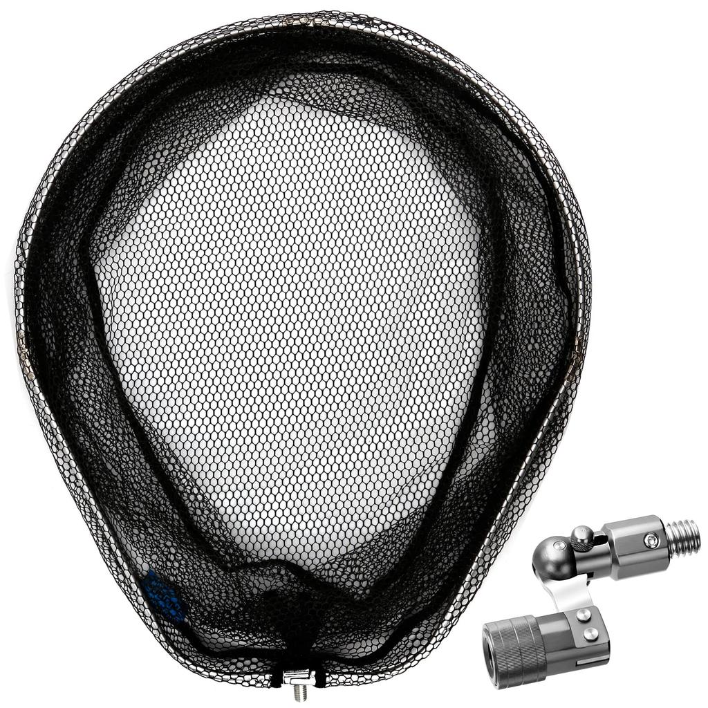 SANLIKE Landing Net, Large Aluminum Landing Net, Foldable Landing Net with Rubber Oval Frame, Large Size, 52 X 65cm, Gunmetal Color