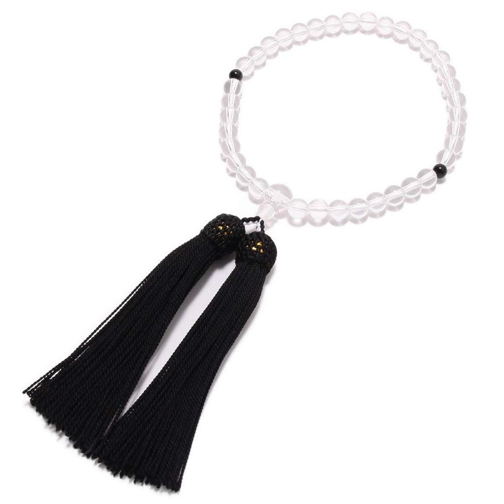 Nenjudo Japanese-made Prayer Beads with Genuine Crystal and Onyx Includes Prayer Bead Bag Suitable for all sects. Made in Japan. Women's prayer