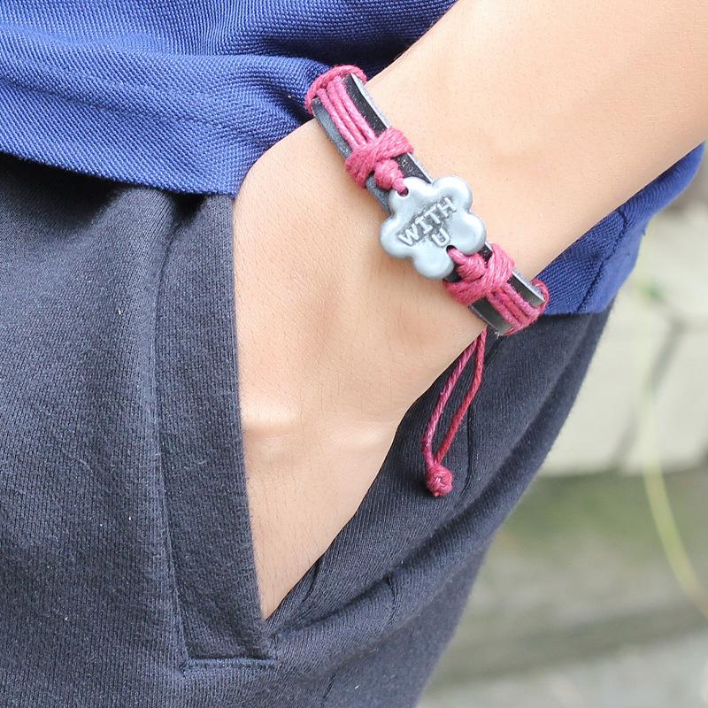 JMXD Genuine Leather Pull-Cord Adjustable Woven Bracelet Vintage Antique Metal Finish Unique Statement Accessory for Men & Women