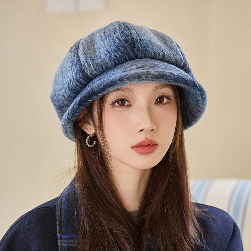 Women's Autumn and Winter New Fleece Thickened Tie-dye Beret Painter Hat Outdoor Windproof Warm Hat