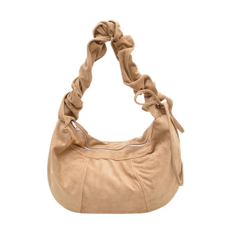 Crossbody bag women's new pleated cloud bag retro velvet dumpling bag casual large capacity shoulder bag tide