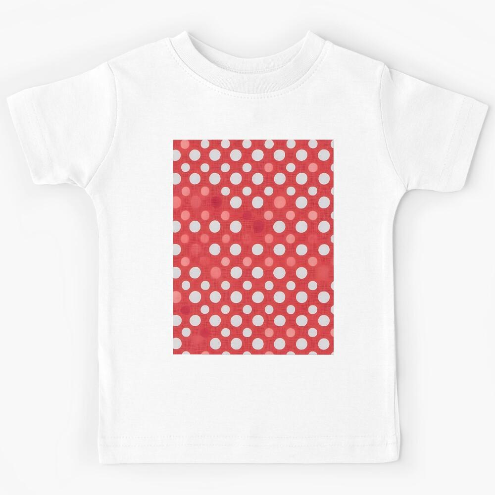 Red and White Polka Dot Pattern Kids T-Shirt 110