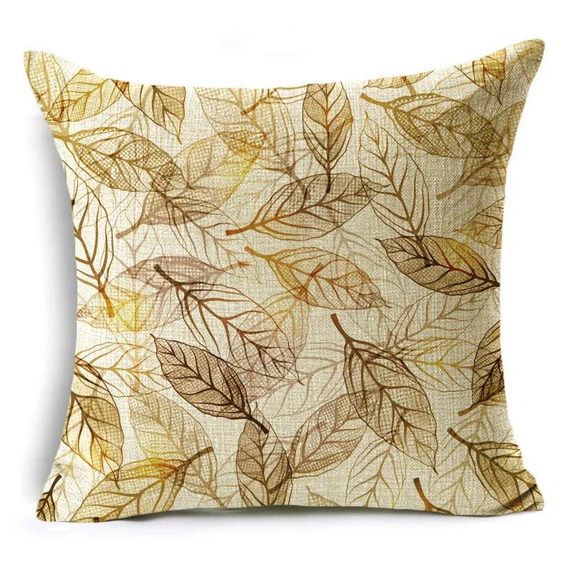 Nordic Style Golden Leaf Simple Bedside Cushion Cover Living Room Sofa Decoration Pillowcase 4040cm/4545cm/5050cm