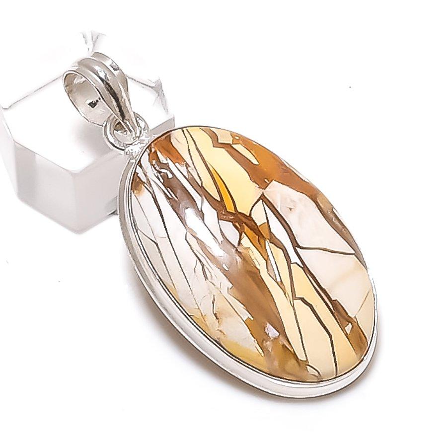 

Brecciated Mookaite Gemstone Handmade 925 Sterling Silver Pendant 2.05 G7A41