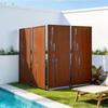 Metal Privacy Screen, 50 x 160 cm Freestanding Modern Privacy Fence, Garden Divider Panel with Extended Ground Stakes & Carbon Steel Plate,