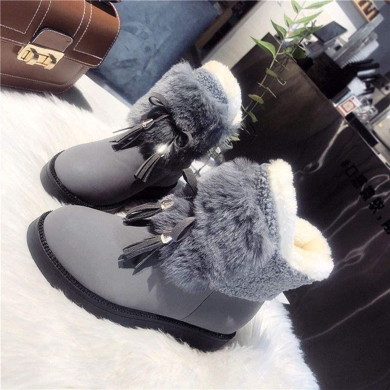 2025 Women's Fleece-Lined Waterproof Snow Boots - Korean Style, Non-Slip, Warm, Mid-Calf.