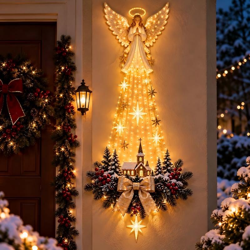 Lighted Nativity Wall Decor, LED Glowing Hanging Ornament, Christmas Xmas Birth Scene Star Faith Decor for Home Party Supplies