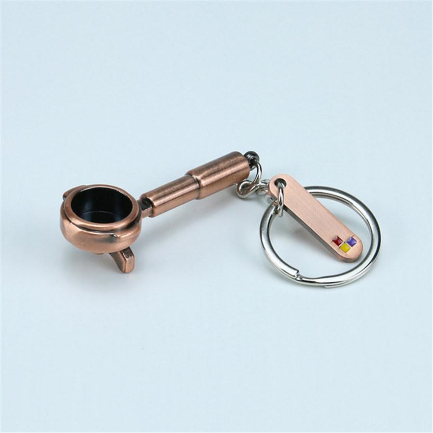 Creative Barista Coffee Tamper Keychain Coffee Machine Handle Moka Pitcher Keyring Portable Coffeeware Espresso Accessories Gift