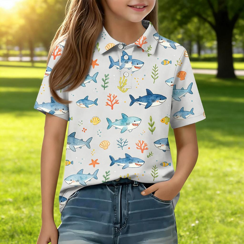Kids Casual Short Sleeve Polo Shirt Animal Print T Shirt Lightweight Breathable Comfortable Fit for Everyday Wear