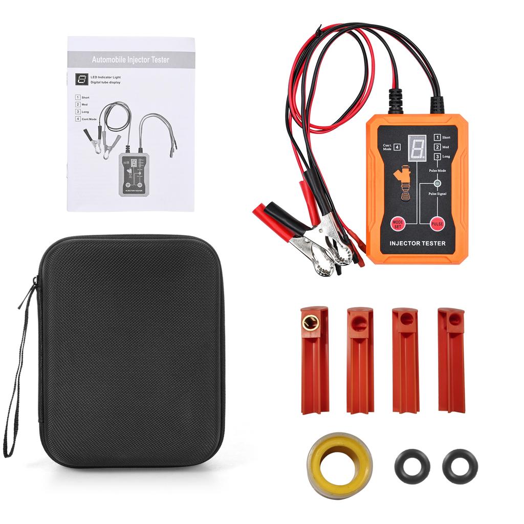 Universal Car Fuel Injector Tester and Cleaner Tool Kit 8 Pulse Modes with 4 Injector Cleaner Adapters Short Circuit Protection