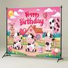 1 piece, birthday happy cartoon cow farm background decoration, polyester banner decoration, home decoration