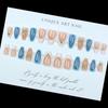 Pack Of 1Set French Style 3D Bows Blue Green Gradient Almond Shape Fake Nail ABS Material For Women