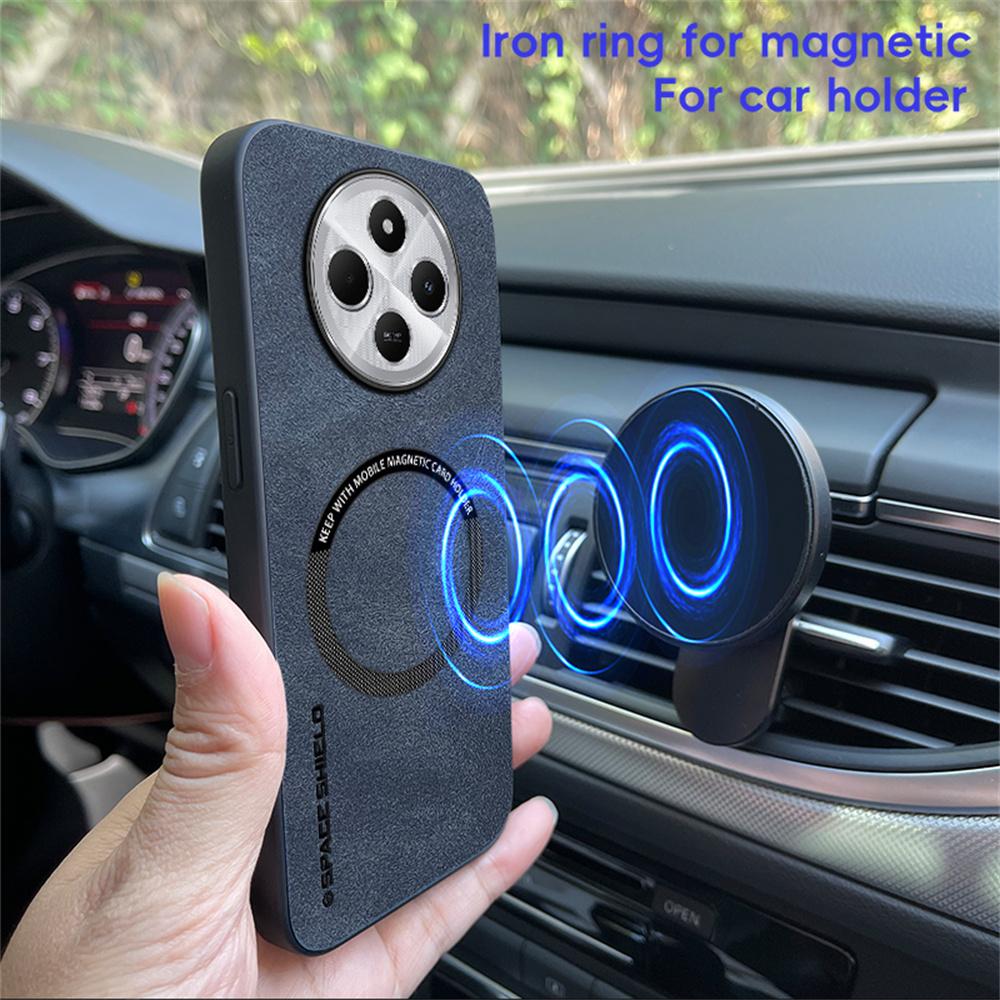 WANLONFENG YBP Series Magnetic Case with Tempered Glass Film For Xiaomi Redmi 14C 4G/14R 5G/Poco C75 4G PU+TPU Phone Cover Large Cutout