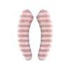 1 Pair Toilet Mat Striped Pattern Thickened Design Plush Warm Toilet Seat Protector Easy Installation Bathroom Mat