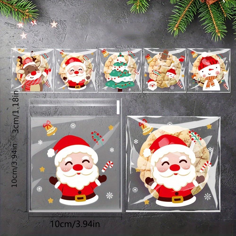 100 Pcs Variety Pack: Christmas OPP Self-Adhesive Bags for Sweets, Snacks, Cookies & Pastries